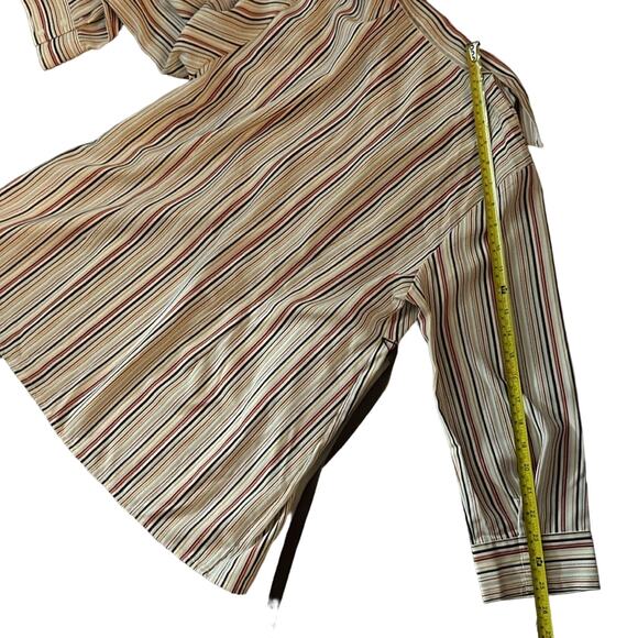 Motherhood Maternity Striped Button Up Tie Belt Elastic Waist Top L Multicolor - Picture 8 of 11